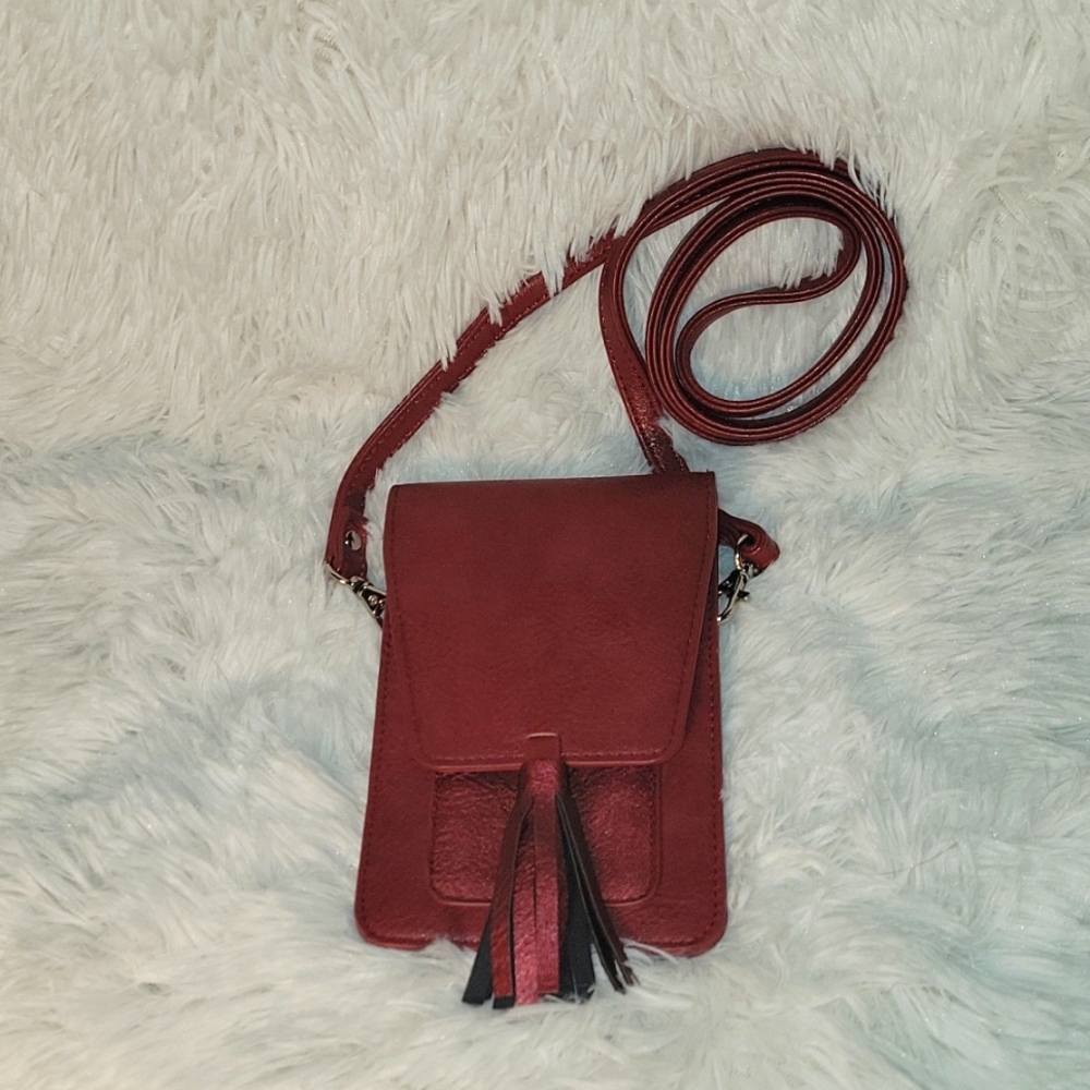 Metallic Red Crossbody Purse